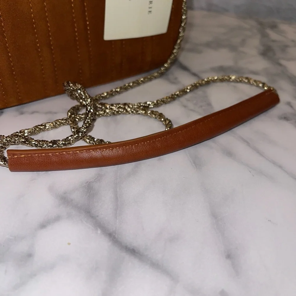Sezane Dean Bag Quilted Leather Crossbody Noisette Brown NWT - Picture 5 of 11